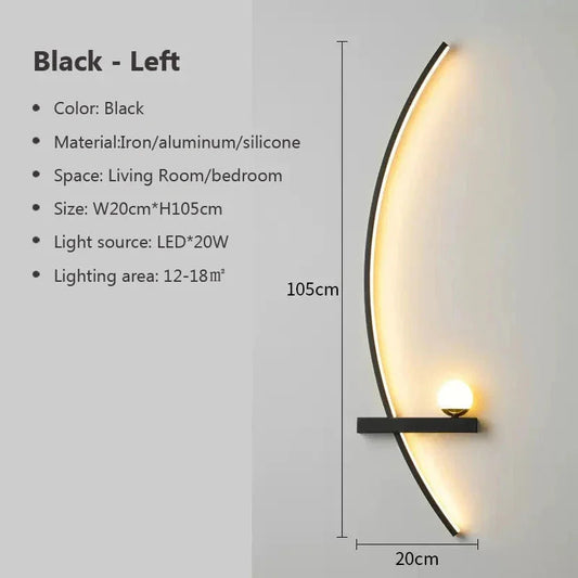 Modern LED Wall Lamp – Minimalist Art Design for Bedroom, Living Room, and Bathroom, Gold/Black